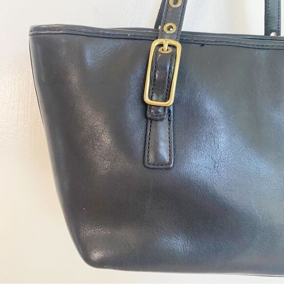 Authentic Coach 9846 Black Leather Legacy West Mini Market Purse Small Tote - Picture 7 of 13